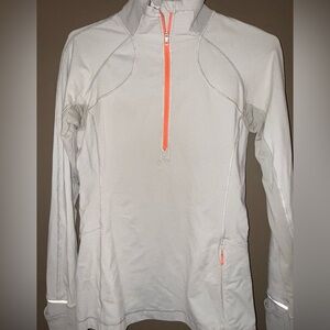Lululemon White and Orange Quarter-Zip Pullover